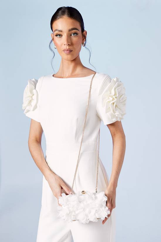 Elegant Ivory Clutch with Petal Details Elegant Ivory Clutch with Petal Details — Wedding Guest Bags