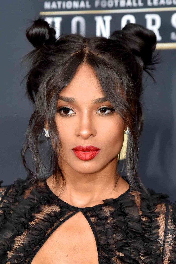 Shoulder Length Messy Dark Brown Wavy Buns — Space Buns Natural Hair