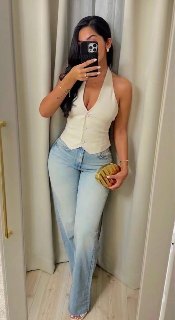 Ivory Waistcoat and Flared Jeans for Modern Casual Ivory Waistcoat and Flared Jeans for Modern Casual — Outfits for Women in Their 20s