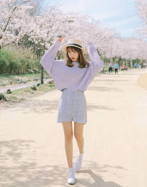 Springtime Charm: Oversized Knit with Floral Mini Skirt — Seoul Outfits