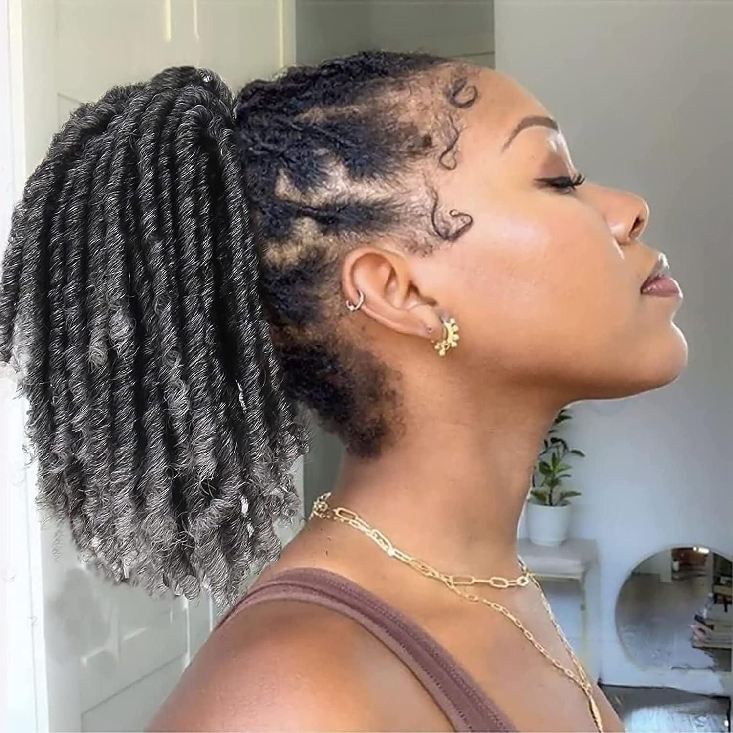 Textured Grey And Black Loc Ponytail