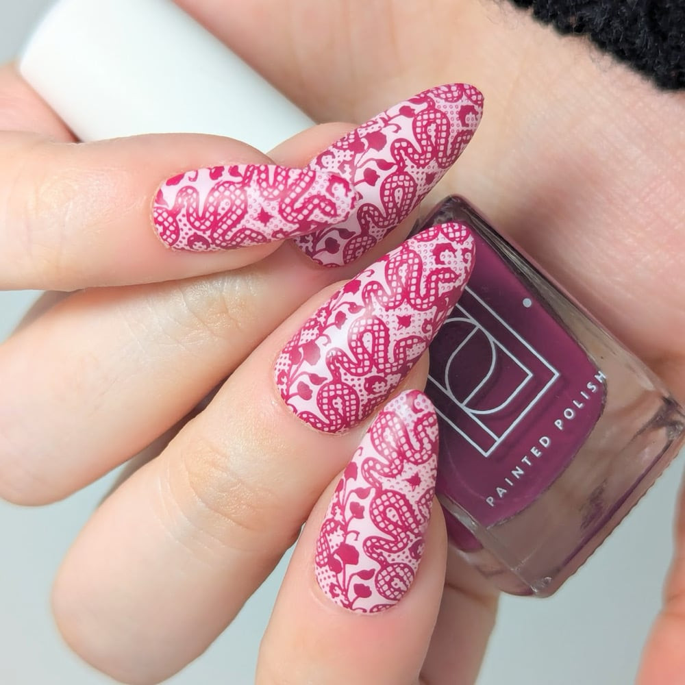 Intricate Lace Pattern Stamped Visual Idea Intricate Lace Pattern Stamped Visual Idea — Stamping Nails
