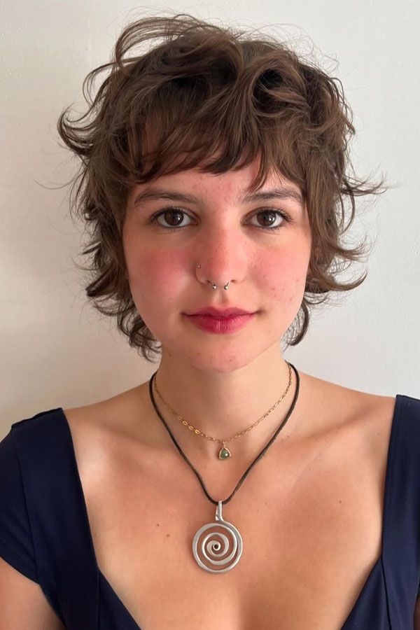 Dark Brown Short Curly Shag