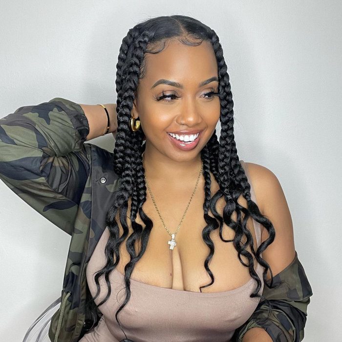 Two Large Braids With Wavy Ends — Box Braids