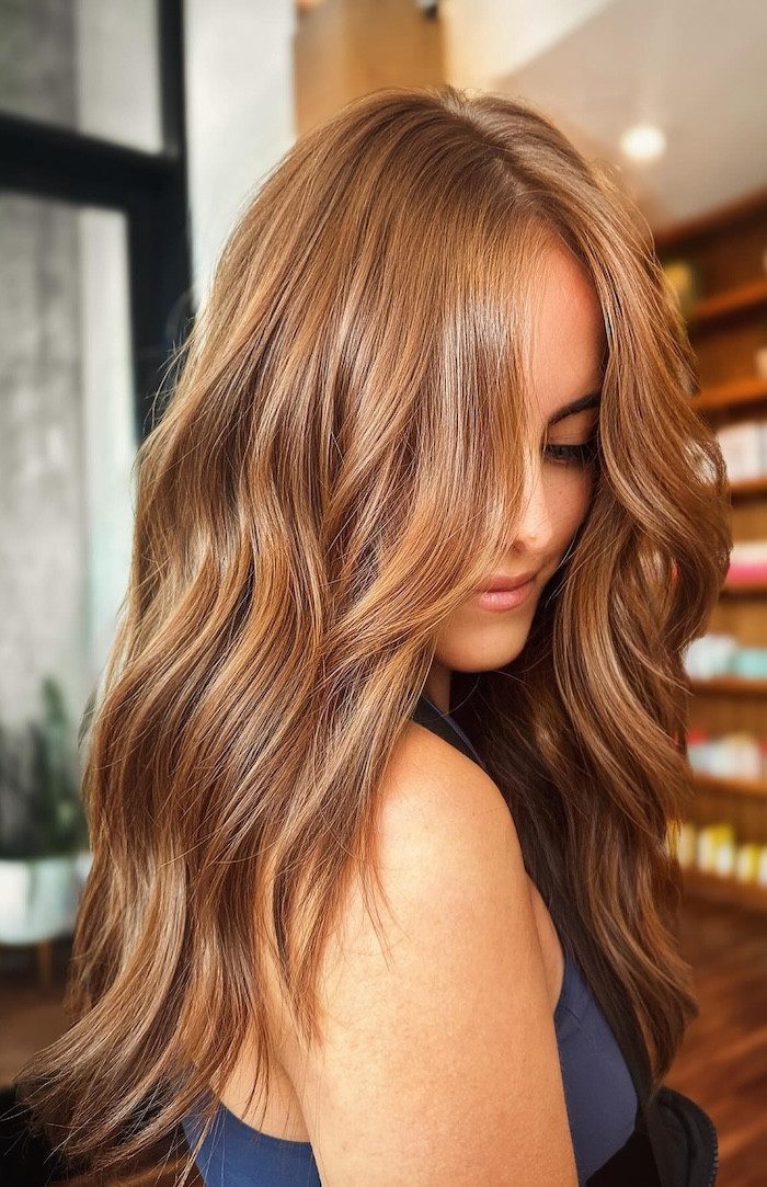 Rich Honey Brown with Soft Waves — Honey Brown Hair