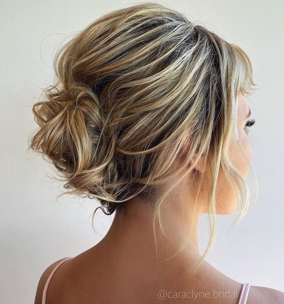 Messy Updo on Short Ash Blonde Hair Messy Updo on Short Ash Blonde Hair — Updos for Short Hair