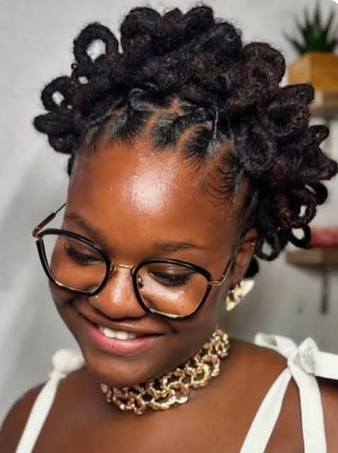 Short Locs Petal Bun With Side Bang — Loc Petals