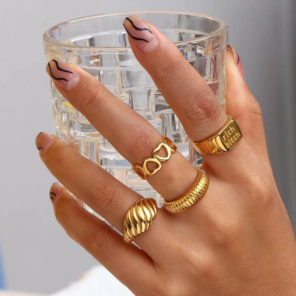 Variety of Chunky Gold Rings with a Glass — Chunky Rings