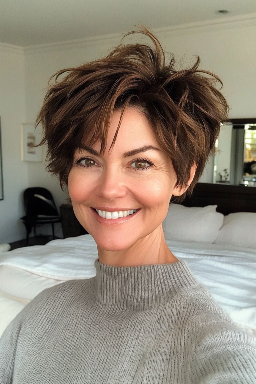 темно-каштановый Visual Idea — Pixie Cut for Thick Hair