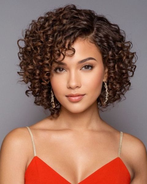 Short Curly Bob With Defined Curls Short Curly Bob With Defined Curls — Haircuts for Oval Faces