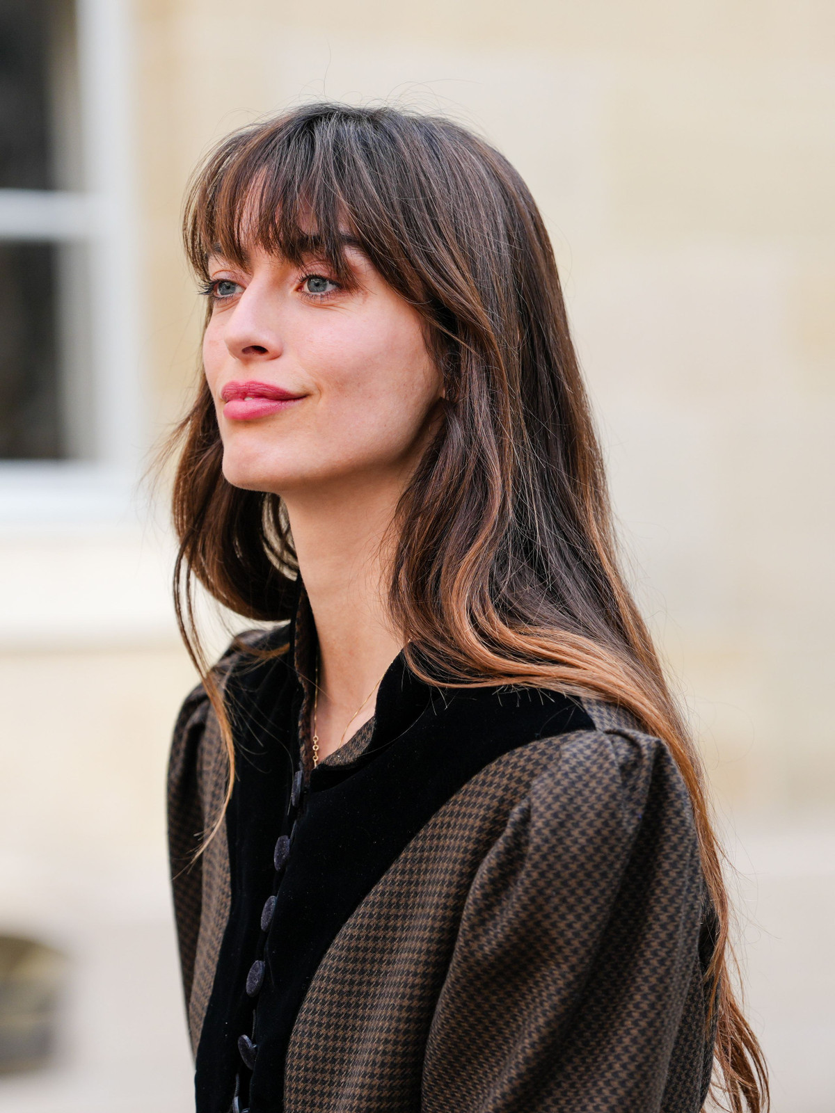 Shoulder Length Blowout With Full Bangs — Hairstyles for Growing Out Bangs