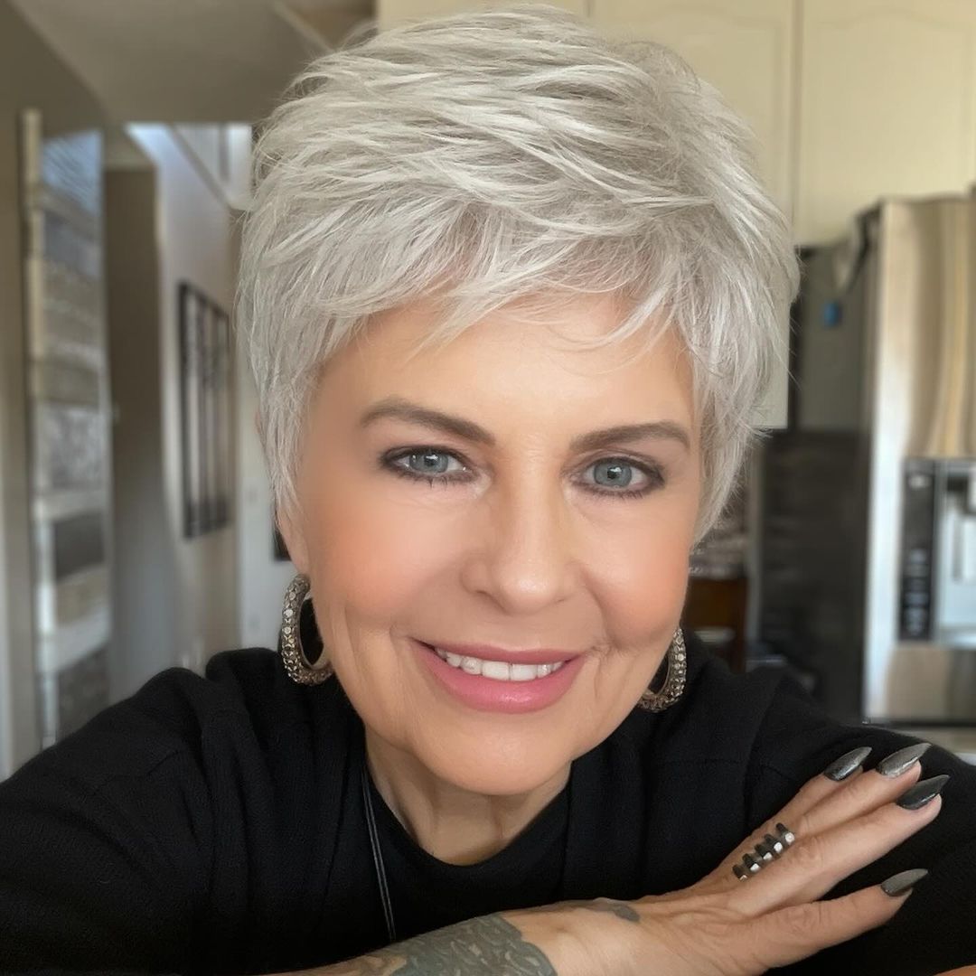 Voluminous Silver Pixie Cut — Hairstyles for Fine Hair