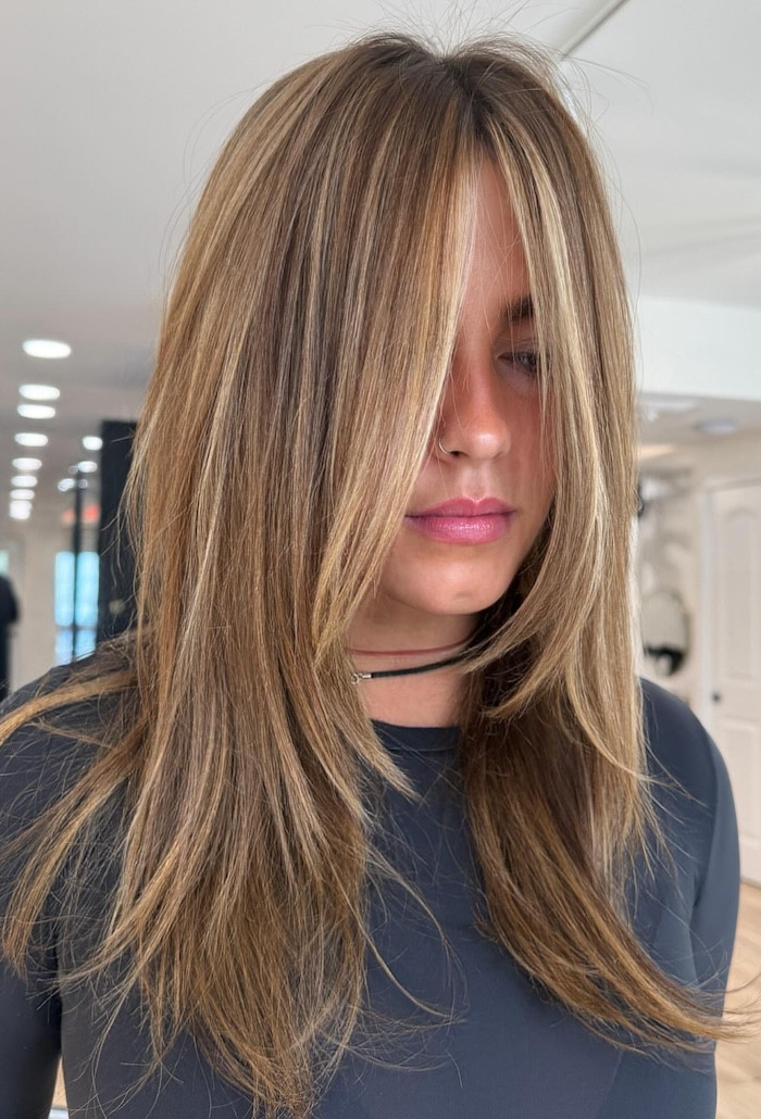 Warm Bronde With Blonde Money Piece Visual Idea — Bronde Hair