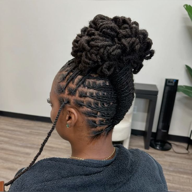 Geometric Braided Updo From The Back — Loc Updos