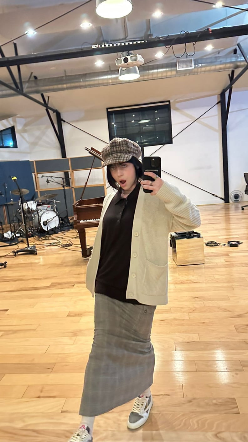 Plaid Perfection: Newsboy Cap with Knit Cardigan and Midi Skirt — Newsboy Cap Outfits