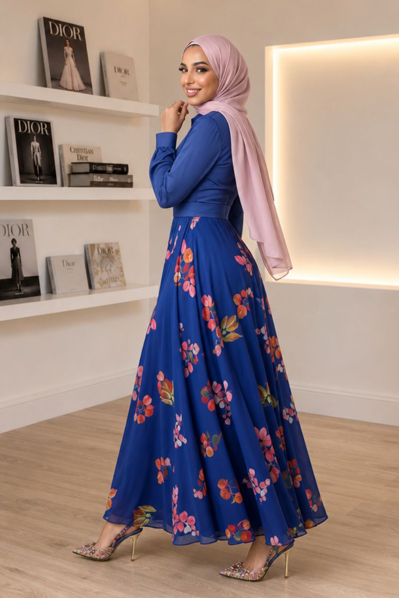 Vibrant Floral Maxi Dress for Festive Occasions — Modest Dresses