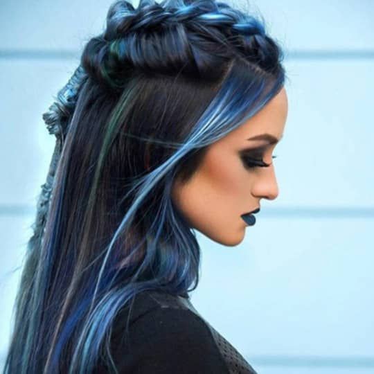 Dark Base With Blue And Green Streaks Dark Base With Blue And Green Streaks — Hair Color Ideas for Dark Hair