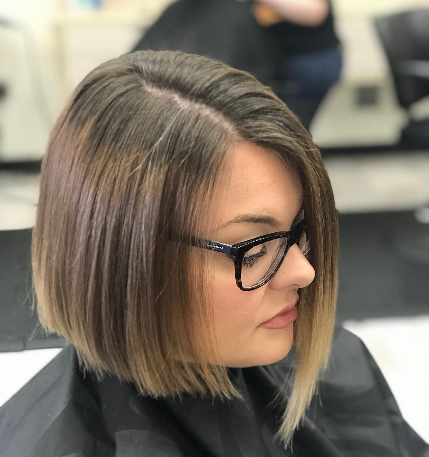 Sleek Chin-Length Bob With Ombre — Short Haircuts with Glasses