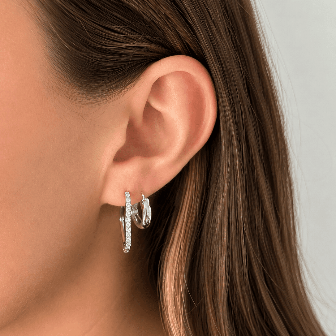 Gemstone-Adorned Silver Hoops for Elevated Casual — Hoop Earrings