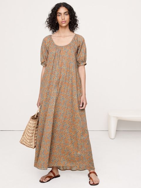 Blue Maxi Dress with White Fish Print Blue Maxi Dress with White Fish Print — Beach Dresses