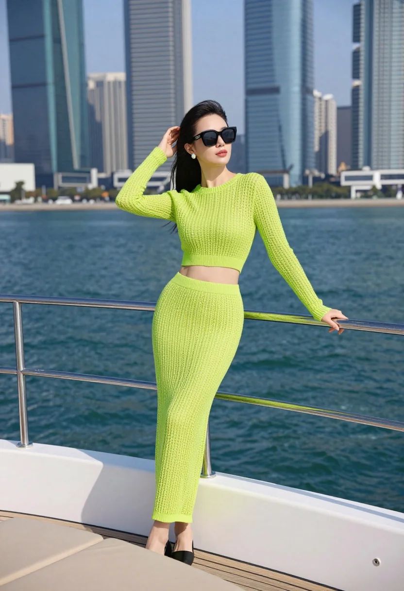 Neon Knit Set for a Bold Yacht Statement — Yacht Outfits