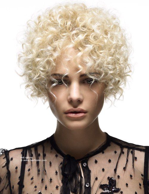 Platinum Blonde Pixie Bob With Tight Curls Platinum Blonde Pixie Bob With Tight Curls — Perms for Short Hair