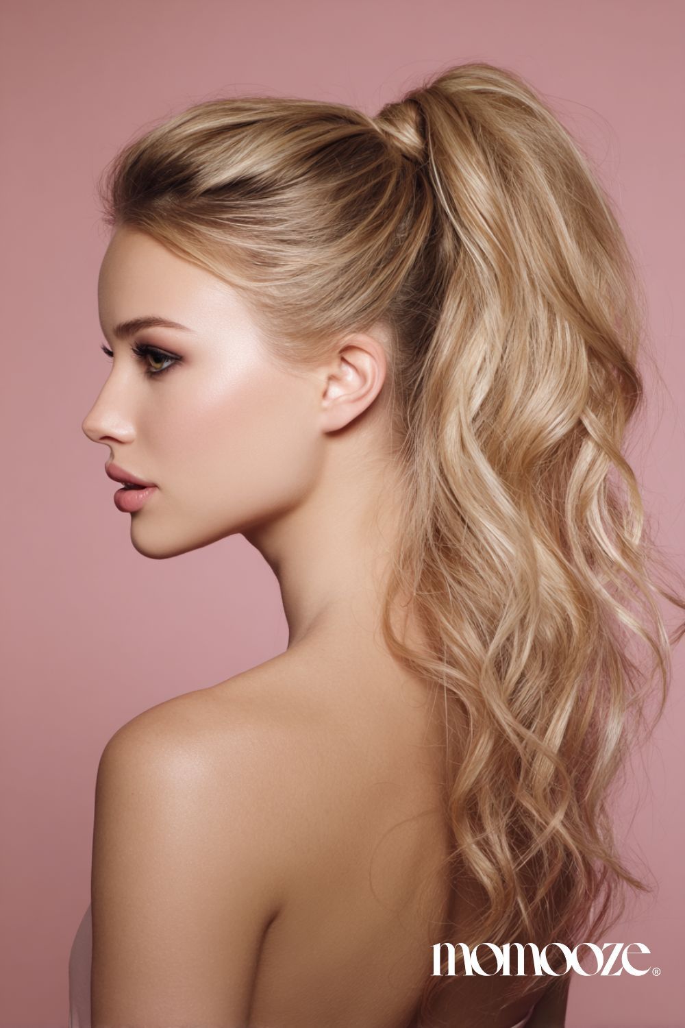 Voluminous Wavy Blonde High Ponytail — High Puff