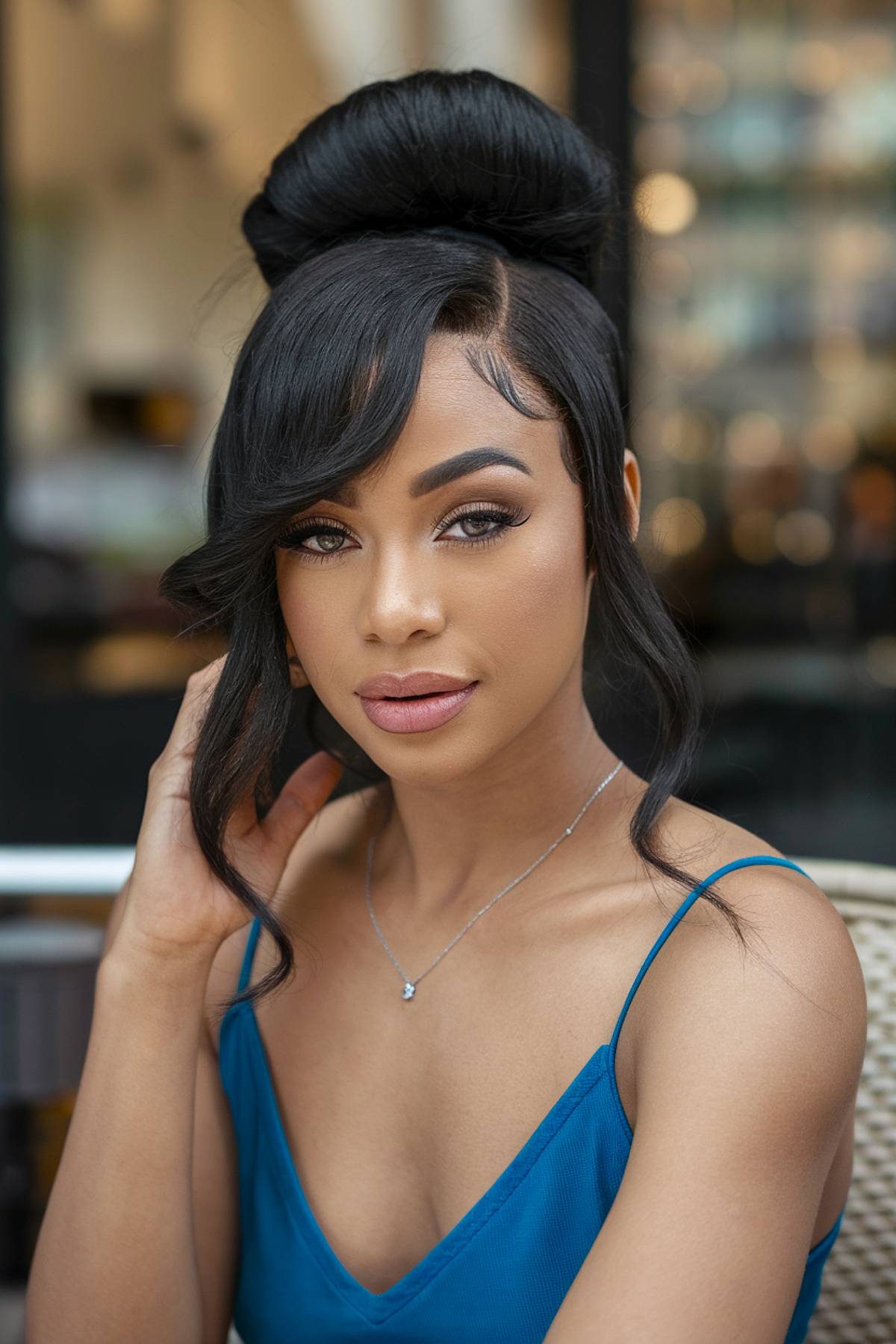 High Bun With Face Framing Waves — Baddie Hairstyles