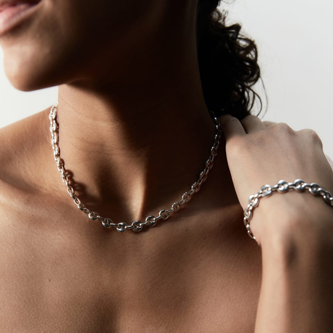 Chunky Silver Chain Necklace and Bracelet Set Chunky Silver Chain Necklace and Bracelet Set — Silver Jewelry