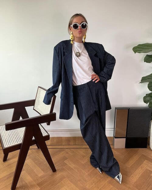 Statement Style: Pinstripe Suit with Bold Accessories — Pinstripe Pants Outfits