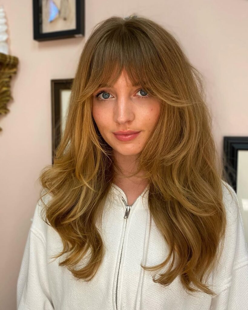 Mid-Back Visual Idea — Medium Hair with Bangs