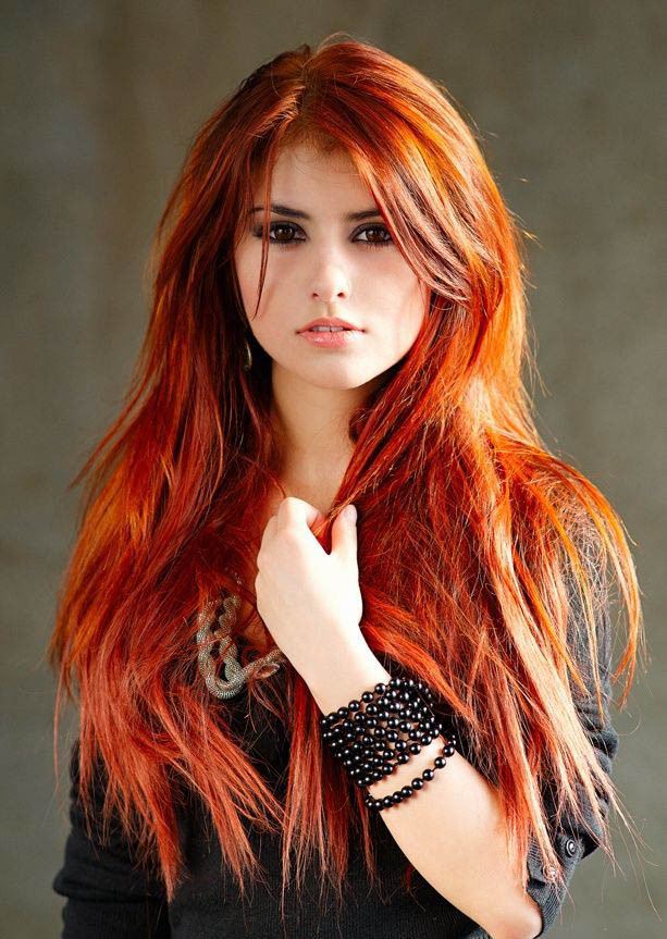 Mid-Back Copper Red Waves With Highlights — Fire Red Hair