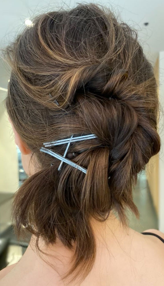Twisted Updo with Crossed Pins Twisted Updo with Crossed Pins — Bobby Pin Hairstyles