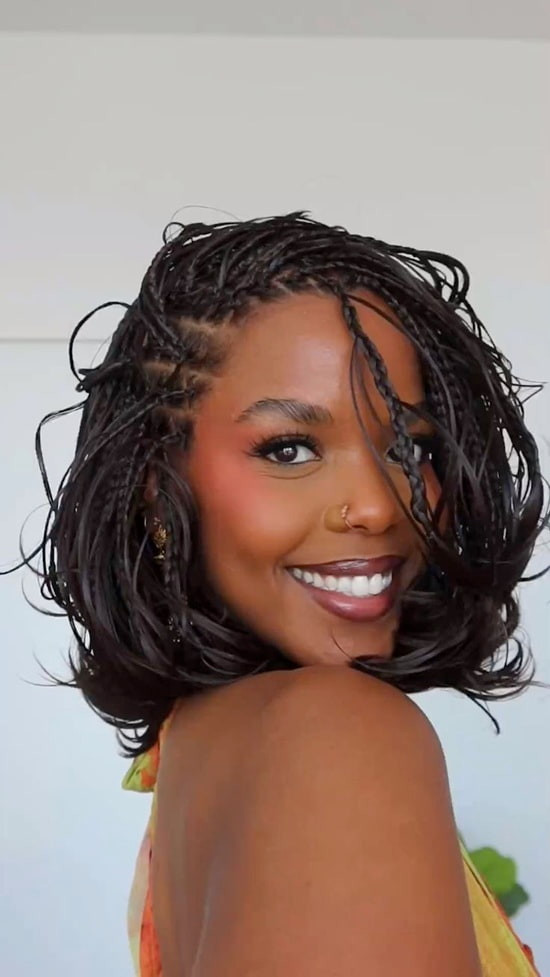 Micro Braided Dark Brown Bob Micro Braided Dark Brown Bob — Faux Locs Bob