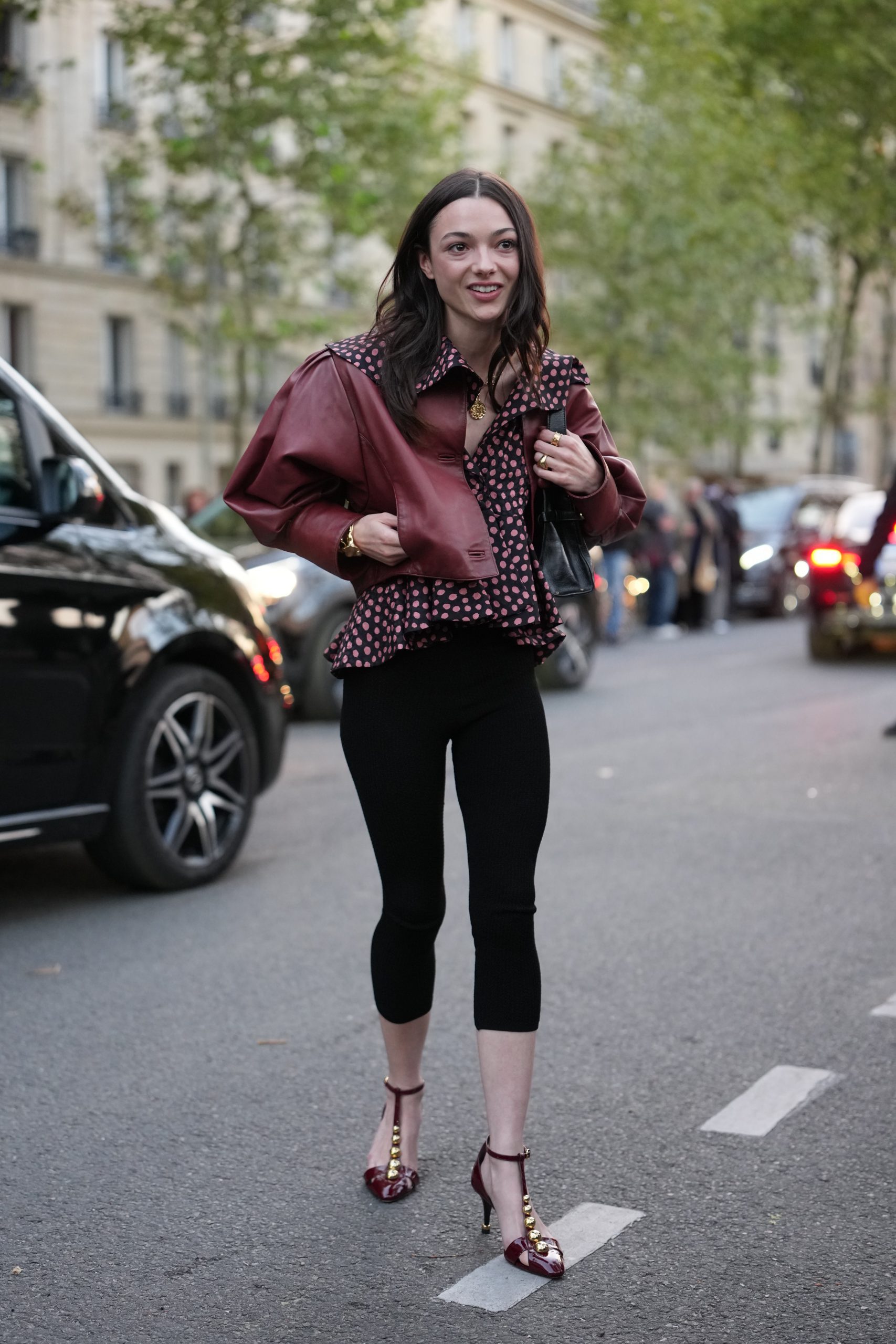 Cropped Black Leggings with a Statement Leather Jacket — Legging Outfits