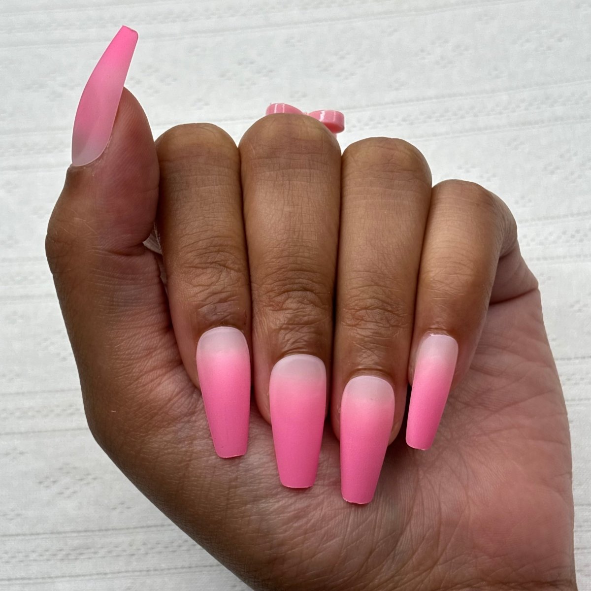 Ombre Effect Classic Hot Pink French Tips on Almond — Hot Pink Nails