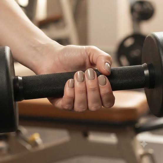 Neutral Beige Short Oval Gym Nails Neutral Beige Short Oval Gym Nails