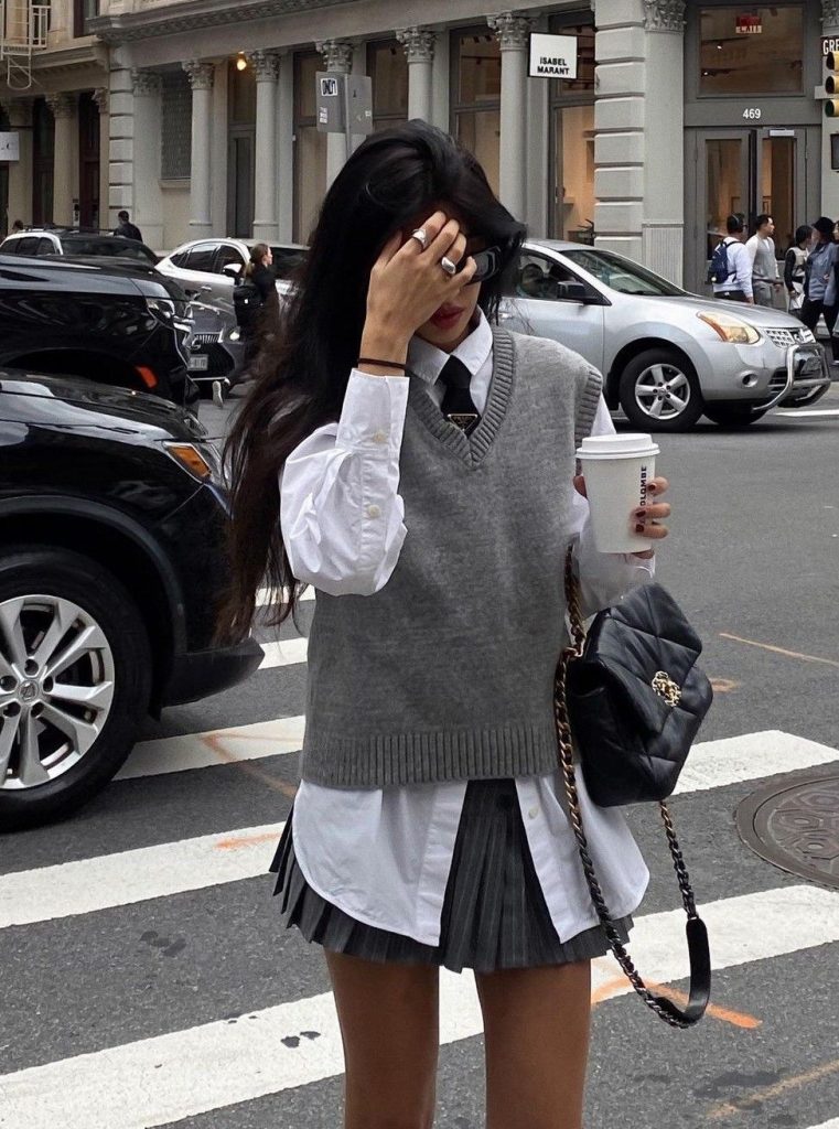 Preppy Sweater Vest Over a Collared Shirt — Vest Outfits