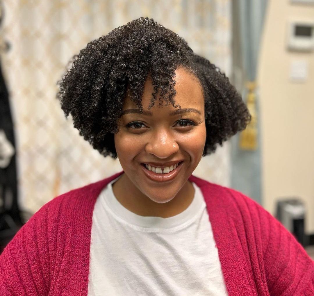 Voluminous Curly Dark Brown Bob Blowout Voluminous Curly Dark Brown Bob Blowout — Natural Hair Bob