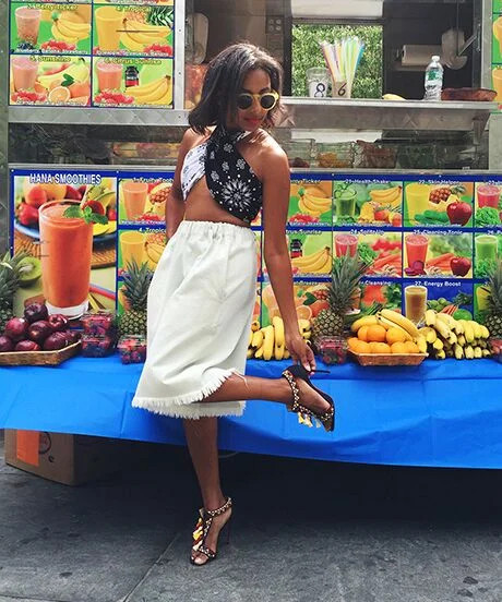 Bandana Halter Top with White Midi Skirt — Bandana Outfits