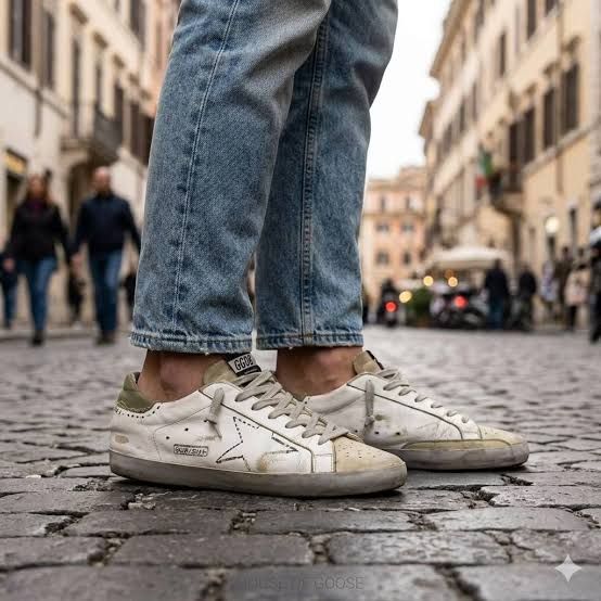 Super-Star Sneakers with Distressed Details — Golden Goose Outfits