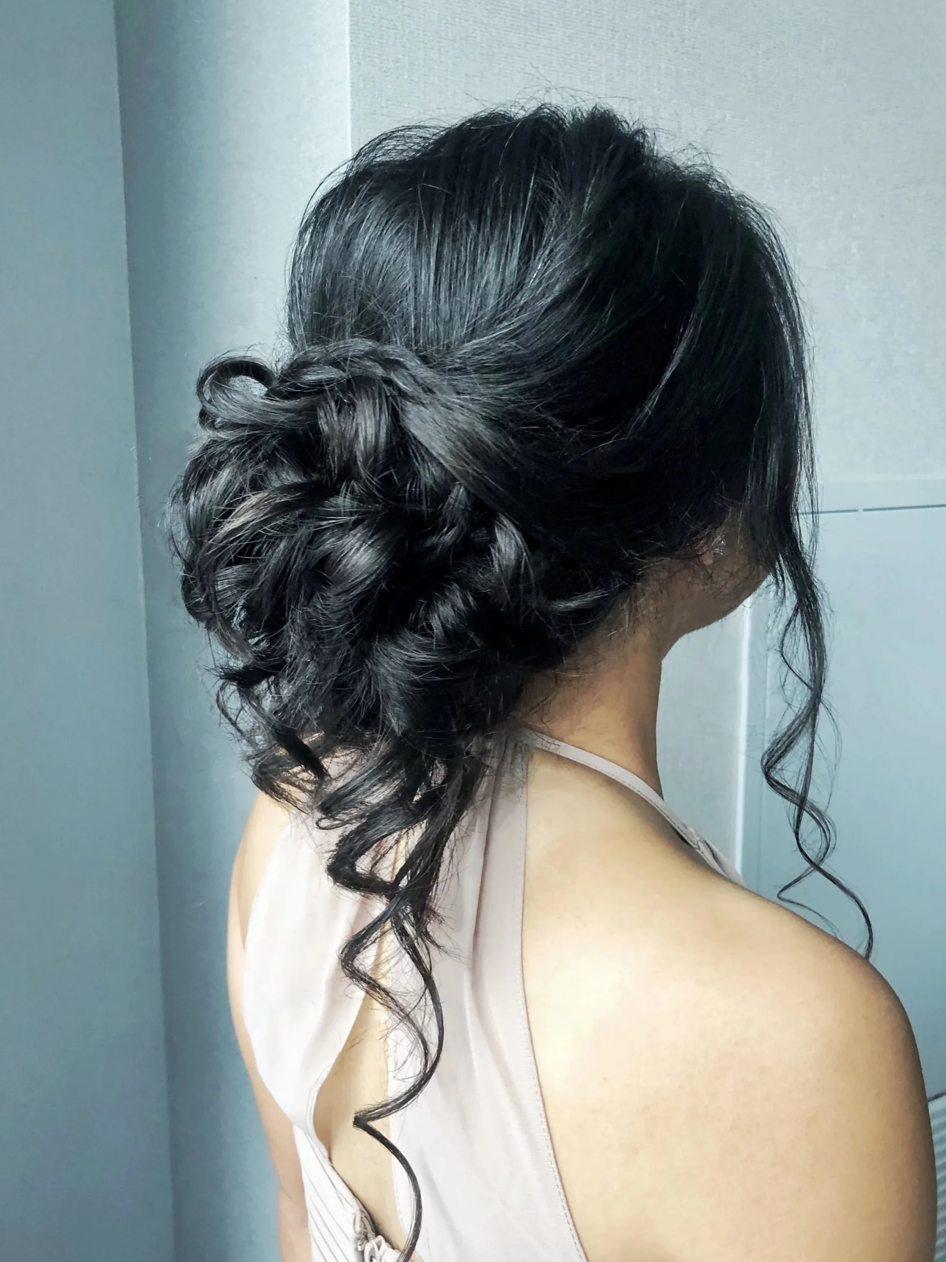 Cascading Black Curly Updo — Wedding Updos