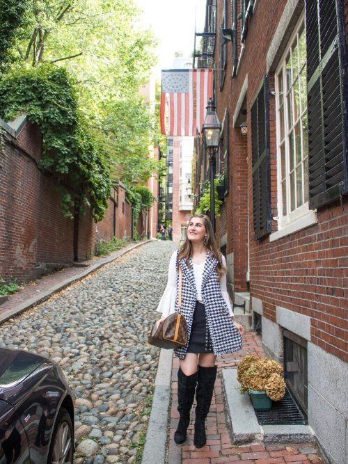 Chic Contrast: Houndstooth Vest and Knee-High Boots Chic Contrast: Houndstooth Vest and Knee-High Boots — Boston Outfits