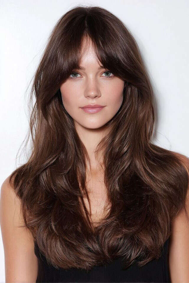 Mid-Back Waves with Curtain Bangs — Wavy Hairstyles