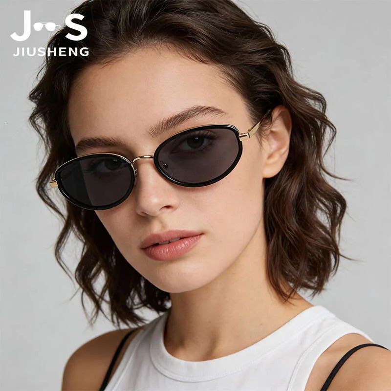 White Tank Top with Thin Gold Frame Oval Sunglasses — Oval Sunglasses Outfits