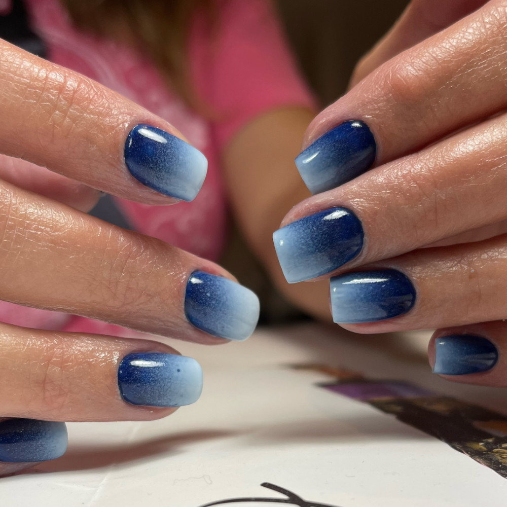 Indigo Ombre Short Square Denim Nails Indigo Ombre Short Square Denim Nails
