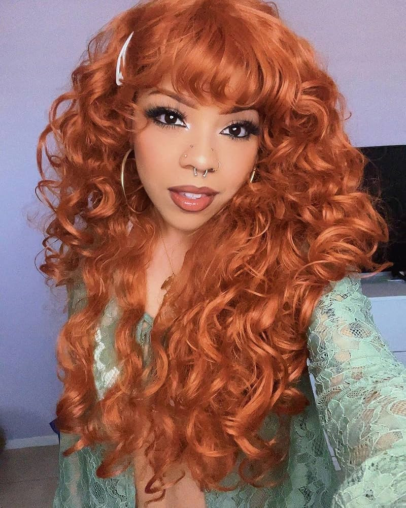 Voluminous Ginger Afro With Full Bangs — Ginger Hair on Black Women