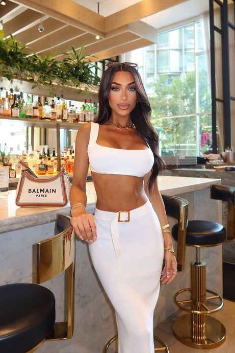 White Ribbed Knit Set with Cut-Out Detail for Bachelorette — Fashion Nova Outfits