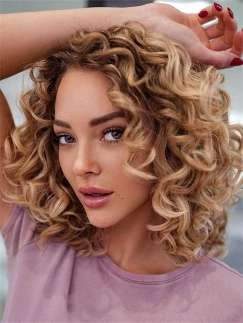 Blonde Bob With Balayage Highlights — Curly Bob