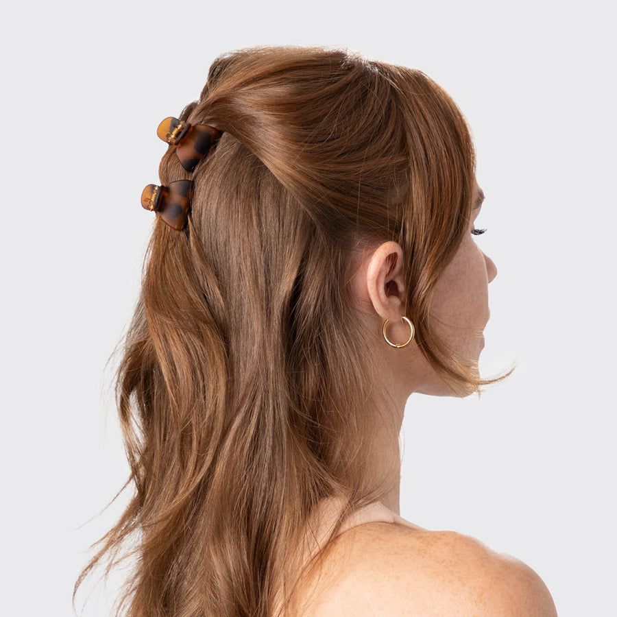 Half-Up with Two Tortoiseshell Clips — Mini Claw Clip Hairstyles